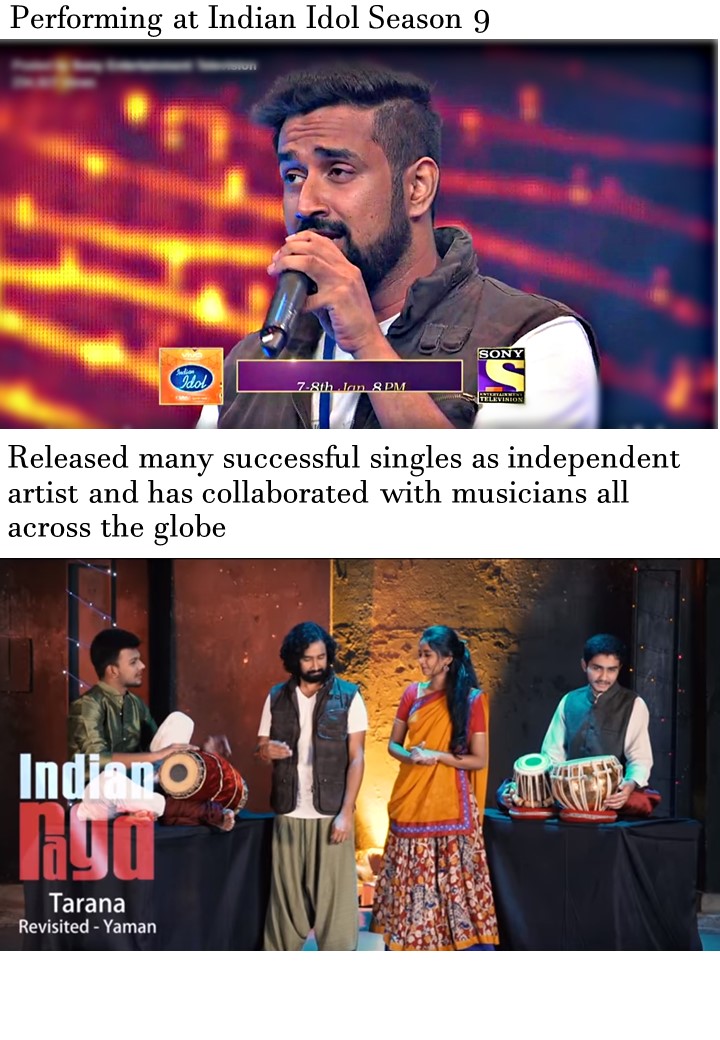 Kartik Raman Performing at indian Idol Season 9 and singles, independent artist